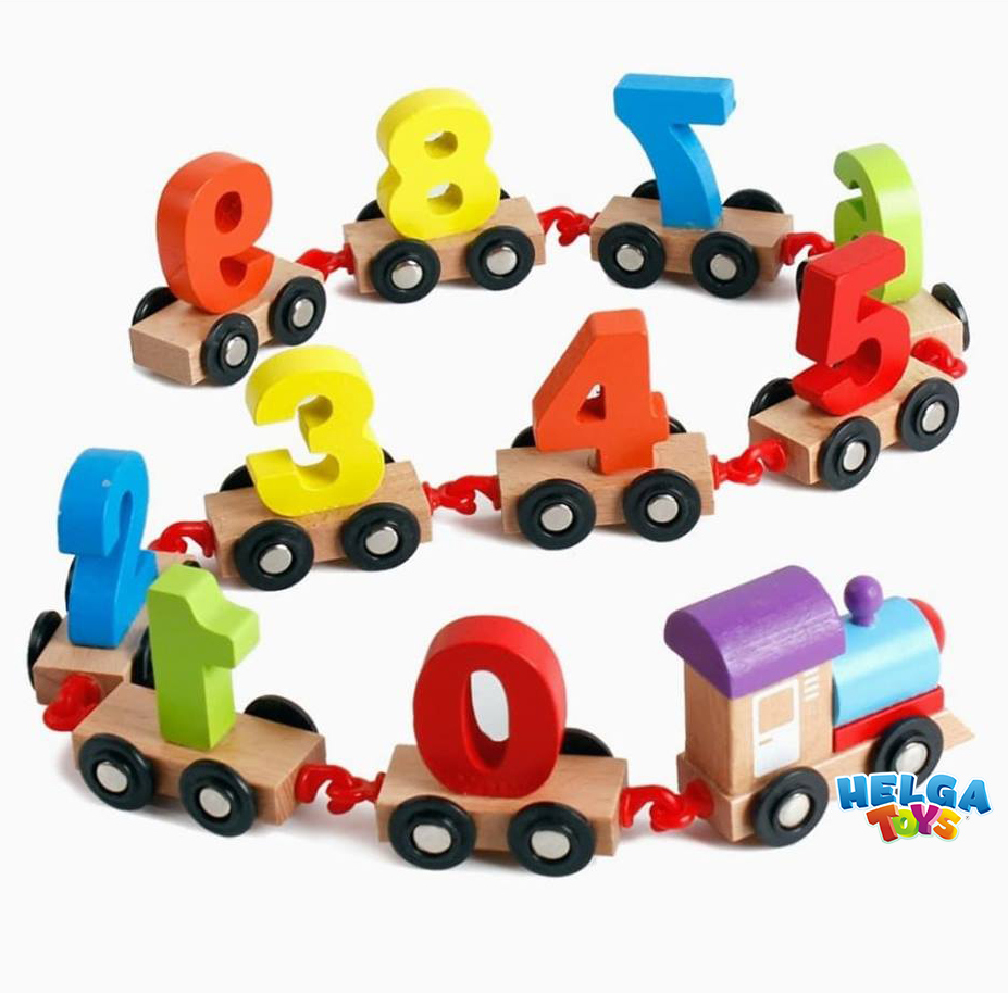 Trenulet din lemn cu cifre Digital Train - imagine 2