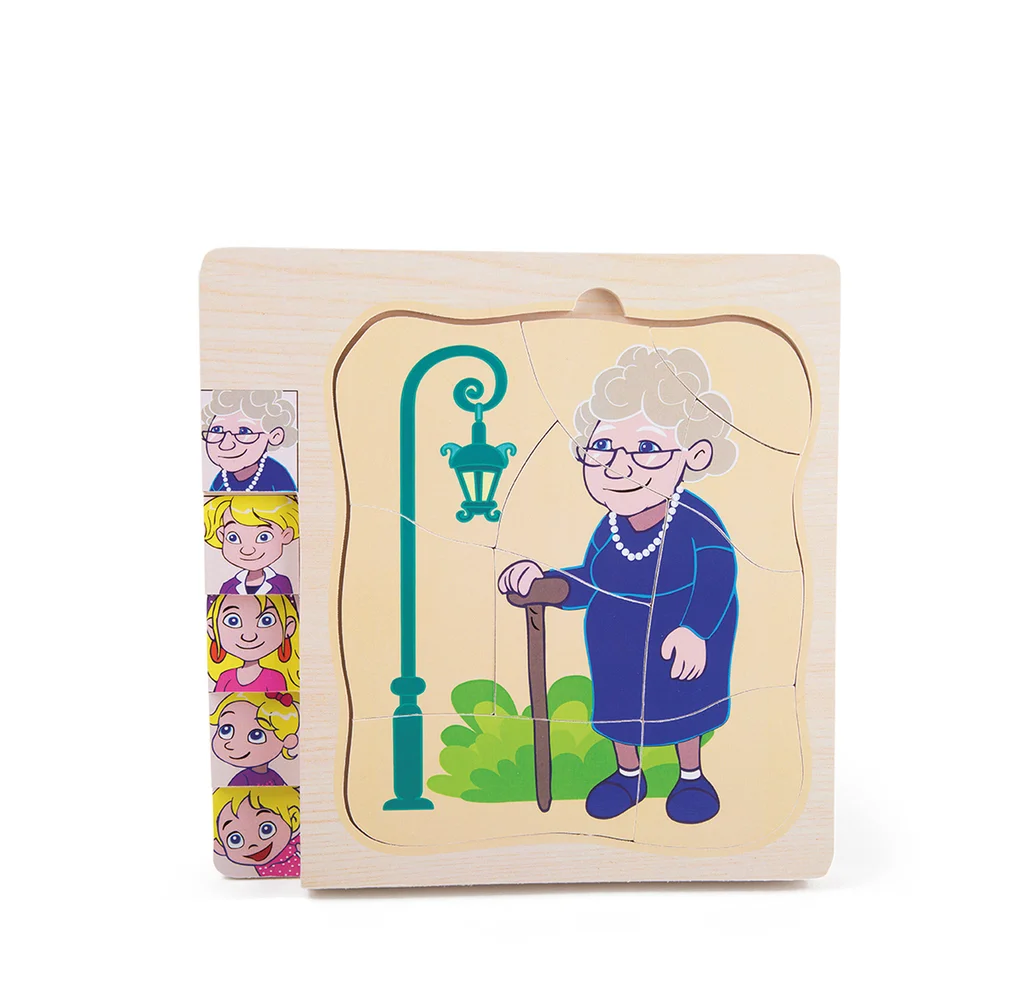 Puzzle lemn in straturi Viata Bunicii
