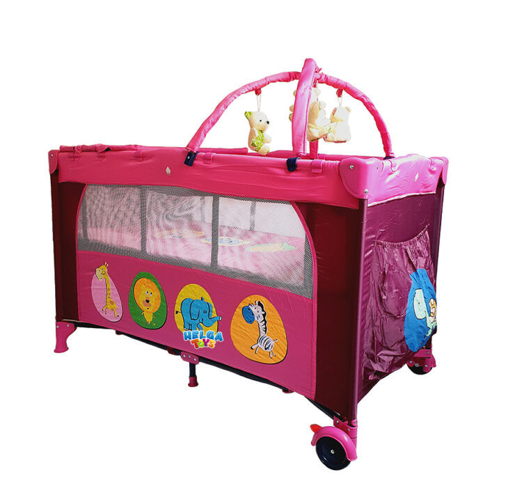 Patut pliant 2 niveluri Baby Dreams, Mov/Roz - imagine 2