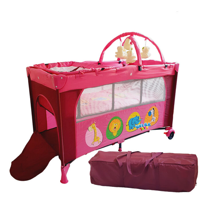Patut pliant 2 niveluri Baby Dreams, Mov/Roz