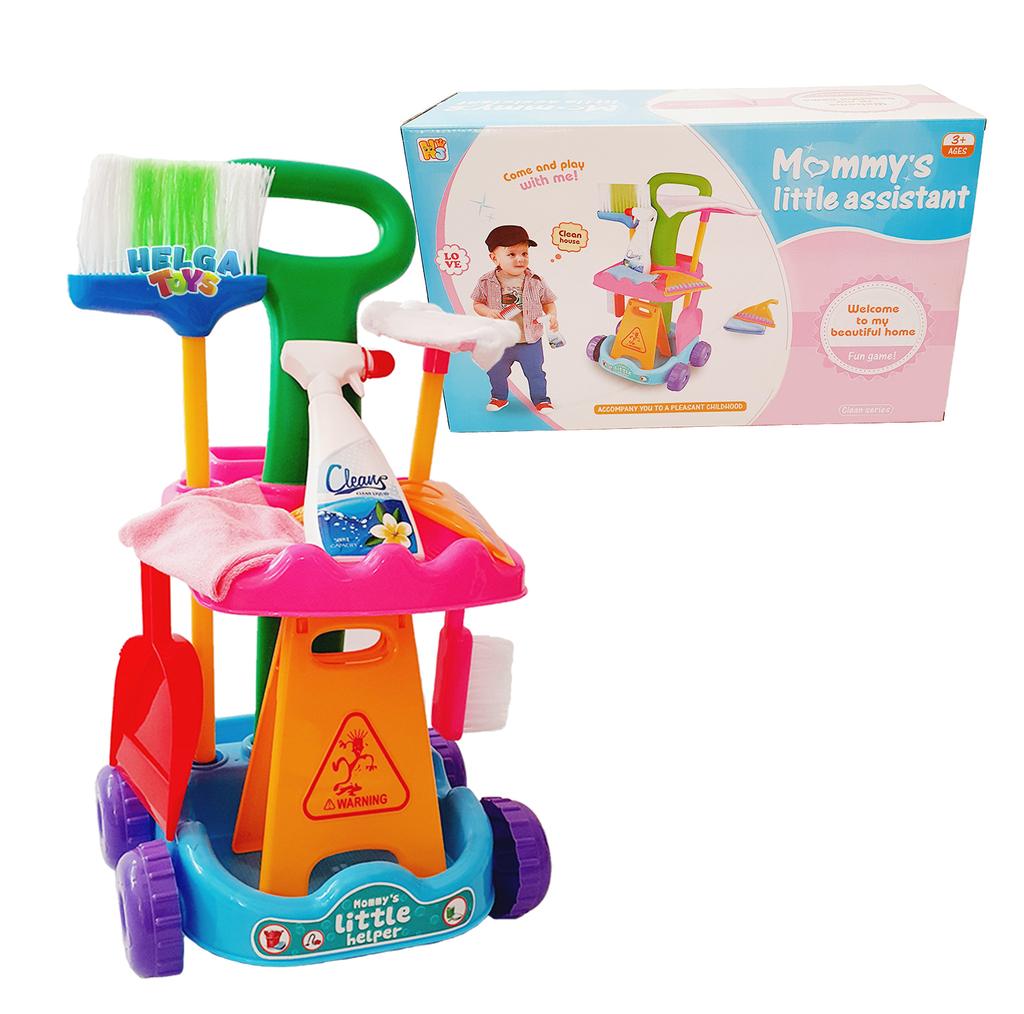Set de curatenie troler cu 8 accesorii