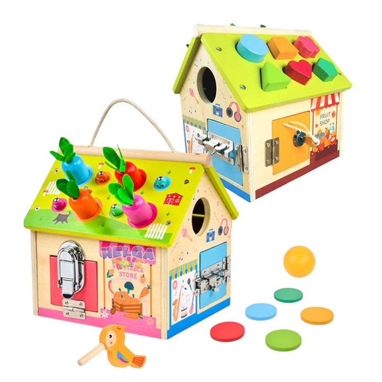 Casuta montesori 6 in 1 cu morcovi si incuietori