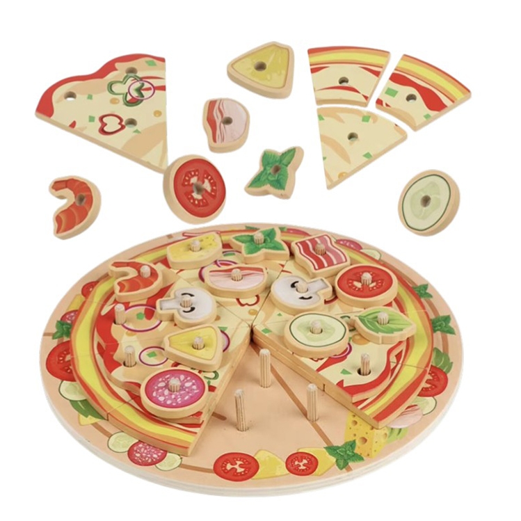 Pizza din lemn joc motricitate si stivuire