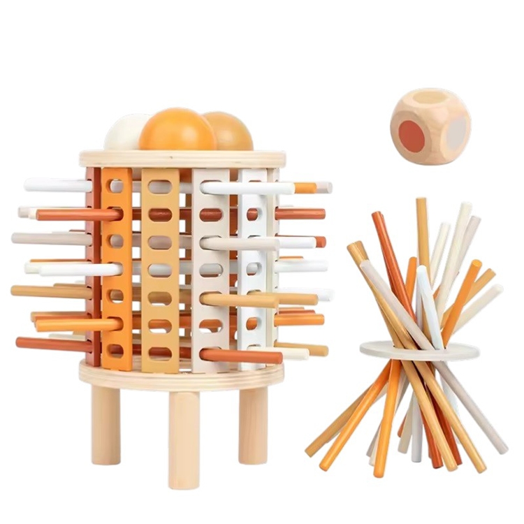 Joc Montessori de echilibru cu bete si bile