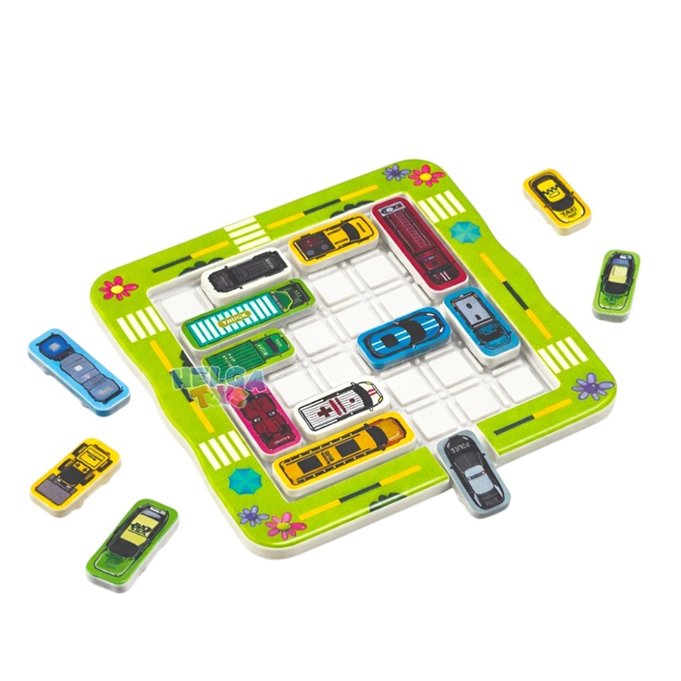 Parcare magnetica cu 15 masinute colorate si 360 de probleme &ndash; joc de logica educativ pentru copii 3+ ani.