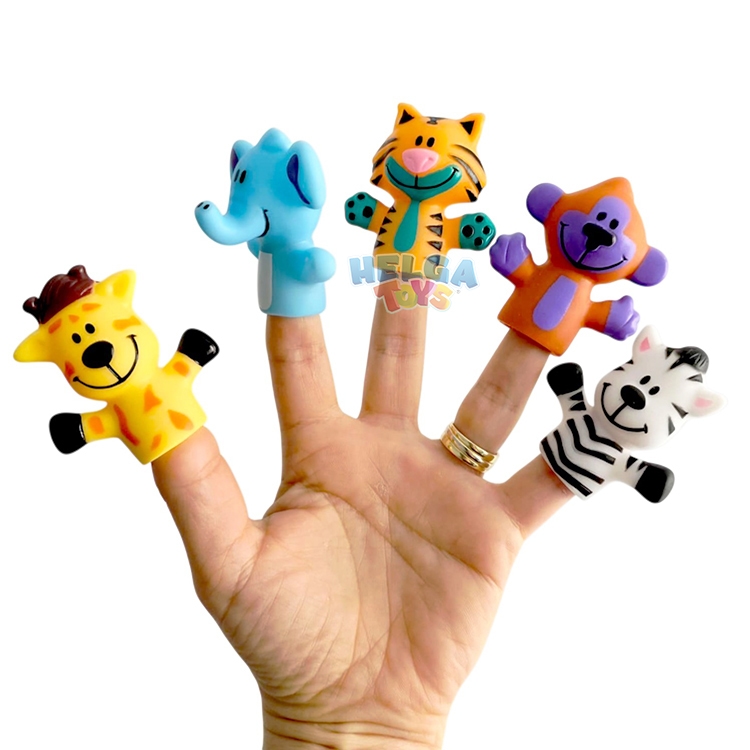 Set 5 Marionete de Degete din Silicon - Animale din Jungla