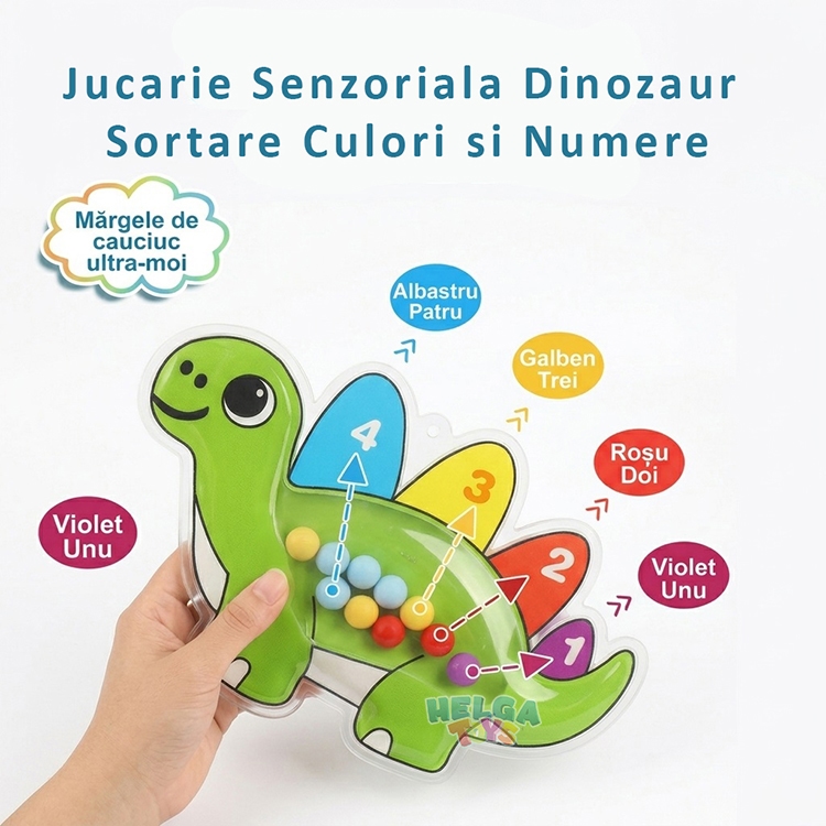 Jucarie Senzoriala Dinozaur Sortare Culori si Numere