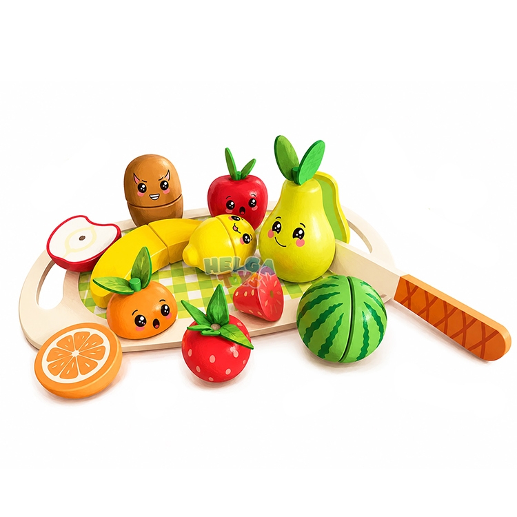 Set 8 fructe de feliat magnetice din lemn